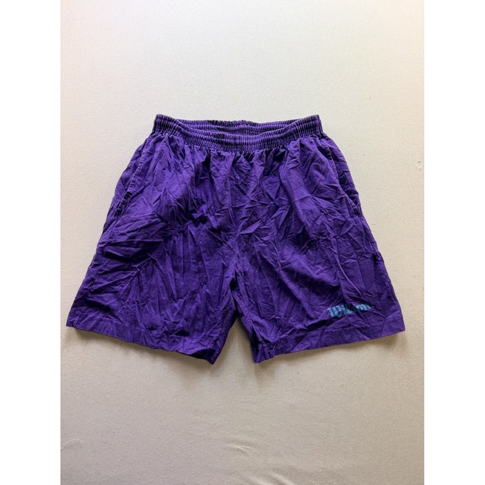 Wilson Athletic Shorts Mens 36 Purple Good Elastic Waist Logo Basketball Gym